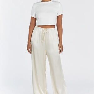 DISSH - Mya Satin Cream Drawstring Pants
